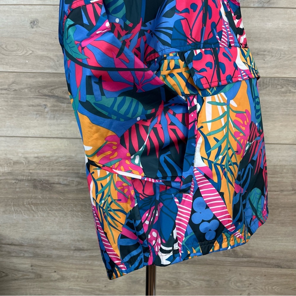 SOLD! Lauren James Hooded Rain Jacket Pullover Windbreaker Multicolored Floral - Picture 11 of 12